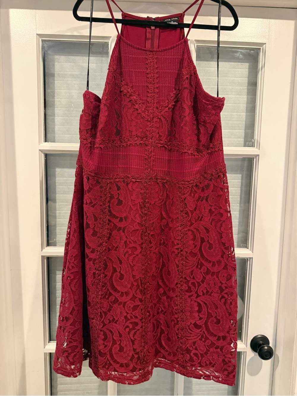 City Chic Burgundy Lace Halter Dress